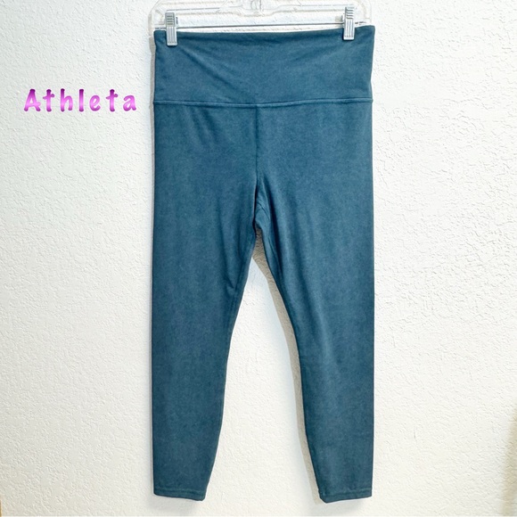 Athleta Womans Leggings Blue Elation Gaent Dyed Highwaist Teal Med - Picture 2 of 8
